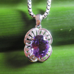 925 sterling silver amethyst pendant,925 silver jewelry