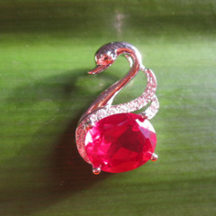 animal style pendant,925 silver pink cubic zirconia jewelry