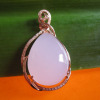 18k rose gold with rose quartz pendant,18k rose gold jewelry,gemstone pendant