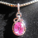 crystal pendant,pink CZ gemstone 925 silver jewelry