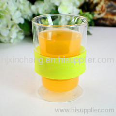 handmade elegant delicate borosilicate green eco-friendly double wall glasscup