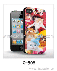 cats picture 3d smartphone case for iPhone,pc case rubber coated,with 3d picture for iPhone4 use
