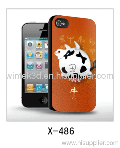 ox picture mobile phone 3d cover ox picture,for iPhone4 use,pc case rubber coated