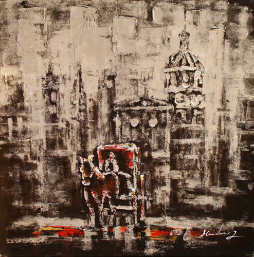 Decorative Building Oil Painting On Canvas