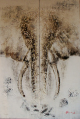 Elephant Animal Oil Painting On Canvas