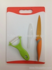 Non-stick kitchen knife with Ceremic peeler, chopping board