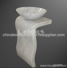 White marble art free standing wash basin