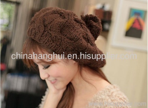 2012 newest fashion ladies' pompom hat