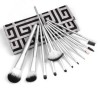 12PCS BLACK AND WHITE MAKEUP BRUSH SET