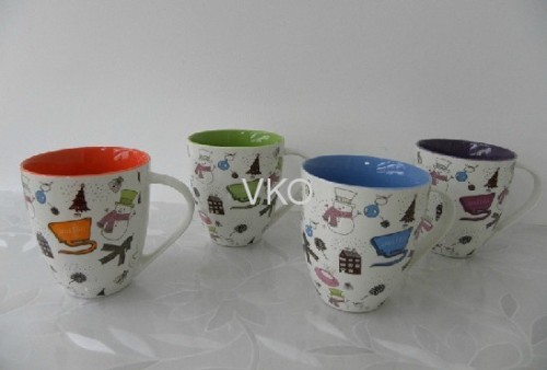 Mix Color Double Wall Glazed Design Ceramic Mug