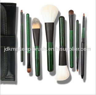 8PCS GREEN MAKEUP BRUSH KIT SET WITH COSMETIC BAG