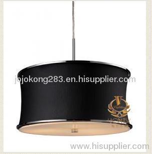 Fabrique 3-light Drum Pendant In Polished Chrome And Black Shade