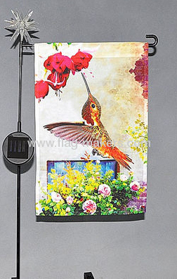 Hummingbird with LED light garden flag
