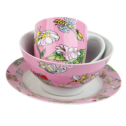 Pink Dragonfly Flower Porcelain Dinner Sets Mug Bowl Plate
