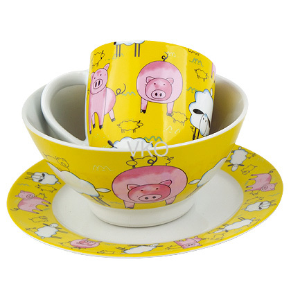 New Yellow Pig Printing Ceramic Dinner Set Plate Bowl Mug