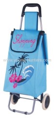 light blue rolling shopping trolley bag