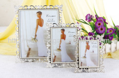 Flower Laced and Pearled Border Pewter pearl picture frames