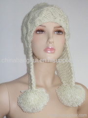 2012 newest fashion knitted ladies' pompom hat