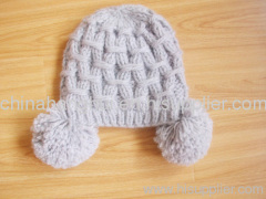 knitted ladies' pompom hat