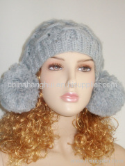 2012 newest fashion knitted ladies' pompom hat