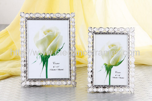 Pearl Inset Border Pewter Pearl Photo Frame