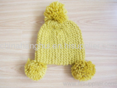 knitted ladies' hat with pompom