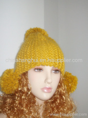 2012 newest fashion knitted ladies' hat with pompom