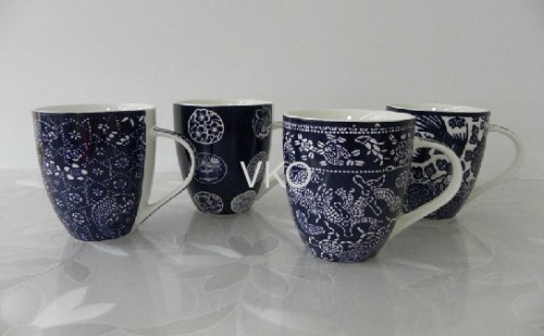 Creative Decal Glaze White Porcelain Mugs With Spoon