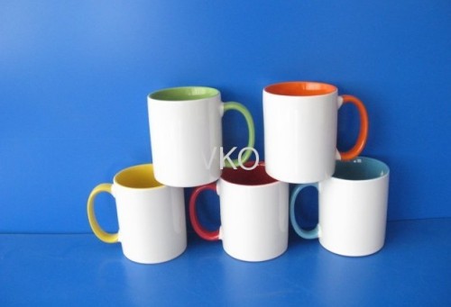 Water White Porcelain Mugs Color Inside With Colors Handle