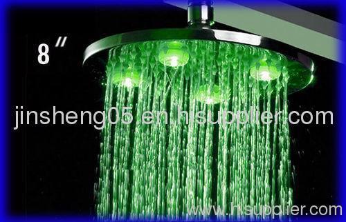 Brass LED Shower Head with Silicon Nozzles for Easy cleaning, Measuring 8 inch