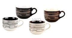 Strip Type Decal Ceramic Coffee Cup Color Inside