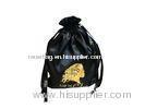 Eco-friendly Black Fabric Carrier Bags, Ribbon Drawstrings Bag For Gifts 25cm * 30cm