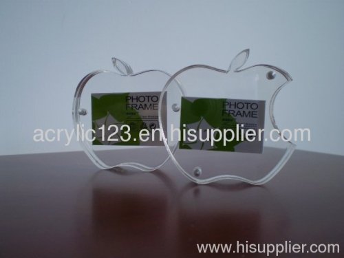 apple-shaped acryic photo frame /picture frame for 2 pictures
