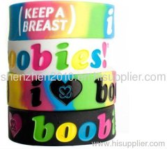 silicone i love boobies wristbands doobies bracelet multi colour boobies bracelet ,silicone wristband 4colors