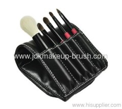 5PCS black travel mini make up brush kit set with mirror