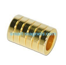 Sintered NdFeB ring magnet aurum coating