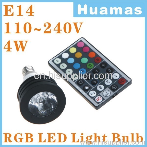 RGB E14 4W LED Light Bulb Lamp 2 Million Colors Spotlight With Remote Controller