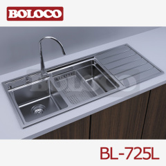 Italy High Quality Matt Double bowl Single drainer Welding rectangle Sink 304# BL-725L