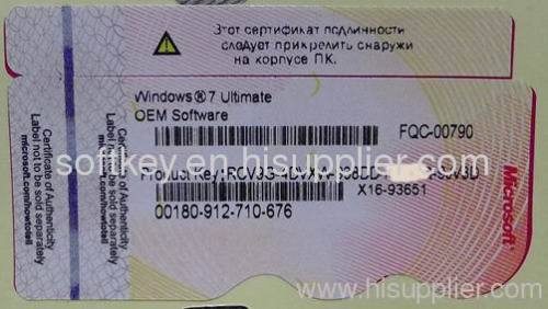 windows 7 ultimate OEM software x16 key sticker, coa license for Russia