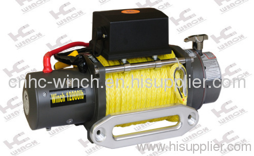 Electric Car Winch with Synthetic Rope 12000lb