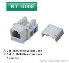 white color rj45 cat5e keystone jack dual idc