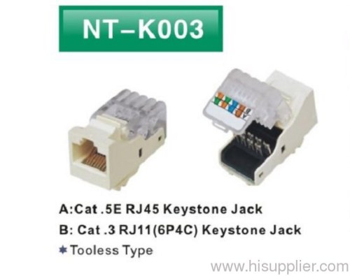 tooless keystone jack cat5e