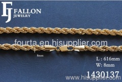 Mens gold plated rope necklace 1430137