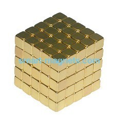 Neodymium cube magnet gold coating