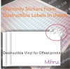 Ultra destructible label papers for offset printing,destructive label vinyl materials