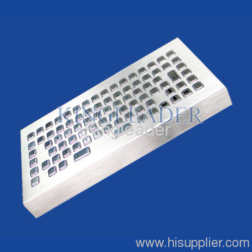 Small footprint metal desktop keyboard with trackball