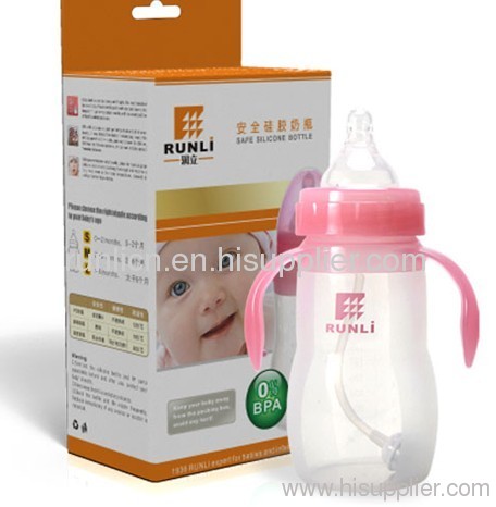 FDA standard glass baby bottle silicone sleeve