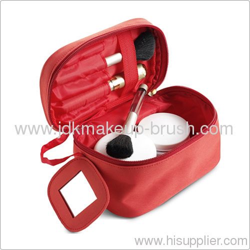 Promotional Red color cosmetic bag with mirror