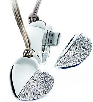 Diamond heart usb flash drive usb flash disk for promotion gift 128mb to 32gb