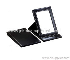 Portable black PU Pocket cosmetic mirror